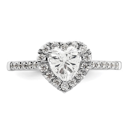 0.75ct. CZ Solid Real 14K White Gold Heart Halo Engagement Ring