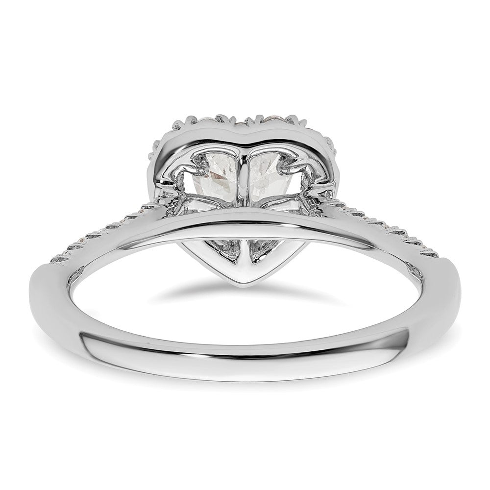 0.75ct. CZ Solid Real 14K White Gold Heart Halo Engagement Ring