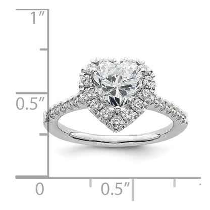 1.25ct. CZ Solid Real 14K White Gold Heart Halo Engagement Ring