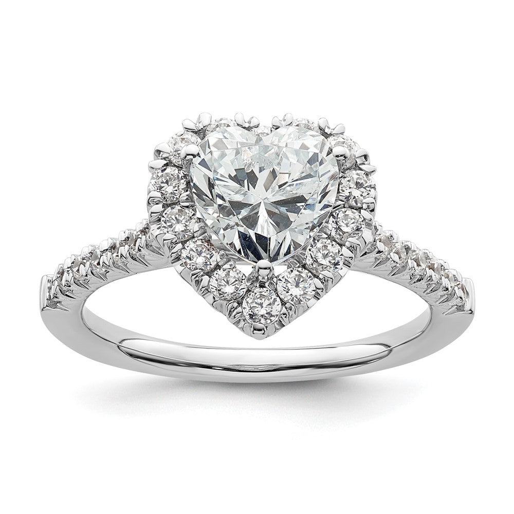 1.25ct. CZ Solid Real 14K White Gold Heart Halo Engagement Ring