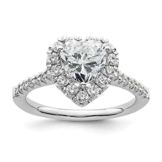 1.25ct. CZ Solid Real 14K White Gold Heart Halo Engagement Ring