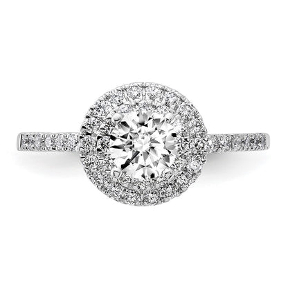 14k White Gold 7/8 Ct. Lab Grown Diamond VS/SI+ G+ Complete Double Halo Engagement Ring
