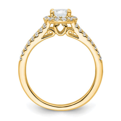 14K Yellow Gold Round Diamond Semi Mount Halo Engagement Ring