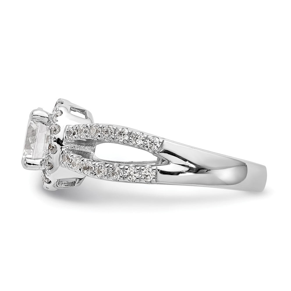 14K White Gold True Origin 3/4 Carat Lab Grown Diamond Vs/Si D E F Semi Mount Round Halo Engagement Ring
