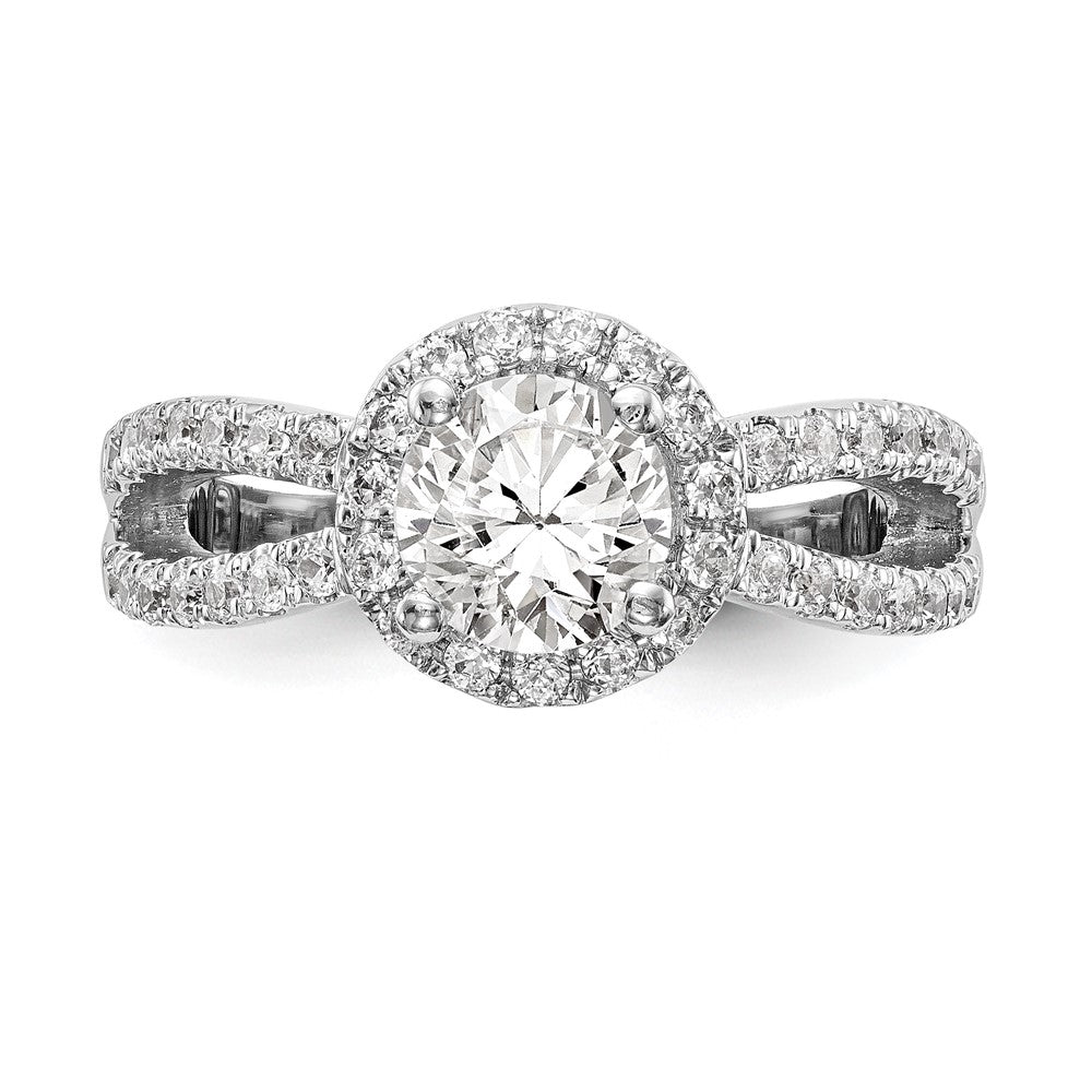 14K White Gold True Origin 3/4 Carat Lab Grown Diamond Vs/Si D E F Semi Mount Round Halo Engagement Ring