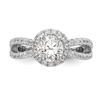 14K White Gold True Origin 3/4 Carat Lab Grown Diamond Vs/Si D E F Semi Mount Round Halo Engagement Ring
