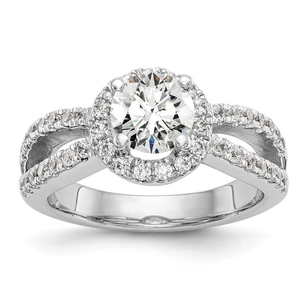14K White Gold True Origin 3/4 Carat Lab Grown Diamond Vs/Si D E F Semi Mount Round Halo Engagement Ring
