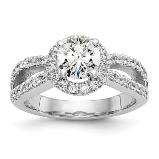 14K White Gold True Origin 3/4 Carat Lab Grown Diamond Vs/Si D E F Semi Mount Round Halo Engagement Ring