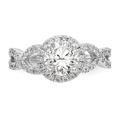 14K White Gold True Origin 3/4 Carat Lab Grown Diamond Vs/Si D E F Semi Mount Round Halo Engagement Ring