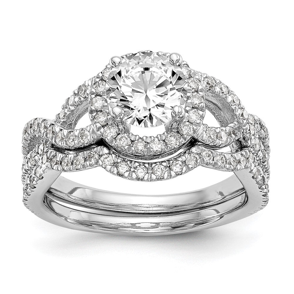 14K White Gold True Origin 3/4 Carat Lab Grown Diamond Vs/Si D E F Semi Mount Round Halo Engagement Ring