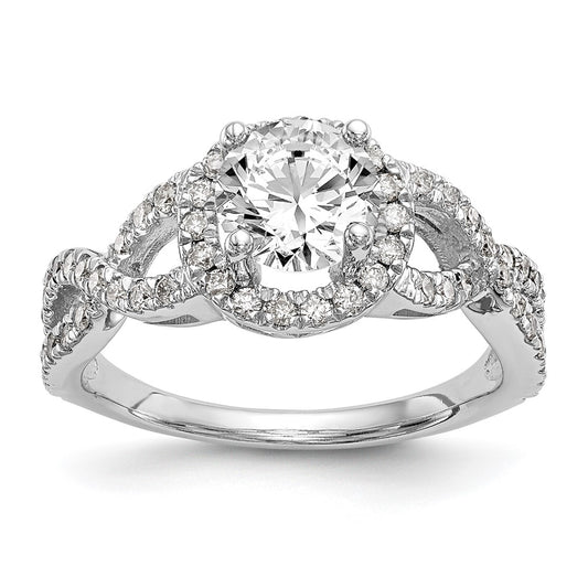 14K White Gold True Origin 3/4 Carat Lab Grown Diamond Vs/Si D E F Semi Mount Round Halo Engagement Ring