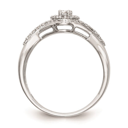 10K White Gold Halo (Holds 1/10 Carat (2.8mm) Round Center) 1/5 Diamond Semi Mount Engagement Ring
