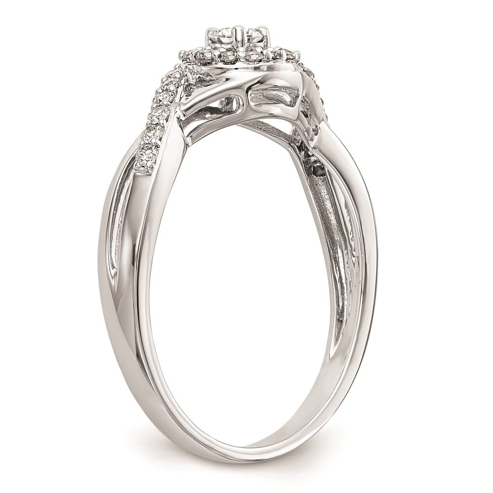 10K White Gold Halo (Holds 1/10 Carat (2.8mm) Round Center) 1/5 Diamond Semi Mount Engagement Ring