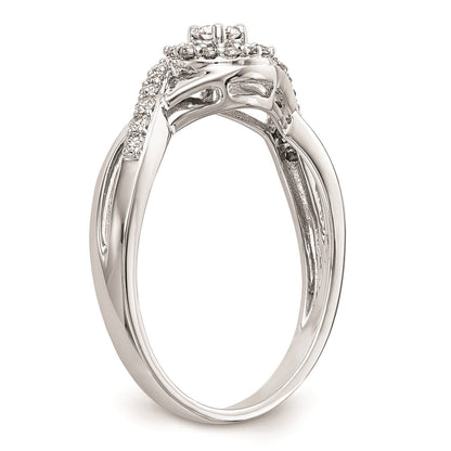 10K White Gold Halo (Holds 1/10 Carat (2.8mm) Round Center) 1/5 Diamond Semi Mount Engagement Ring