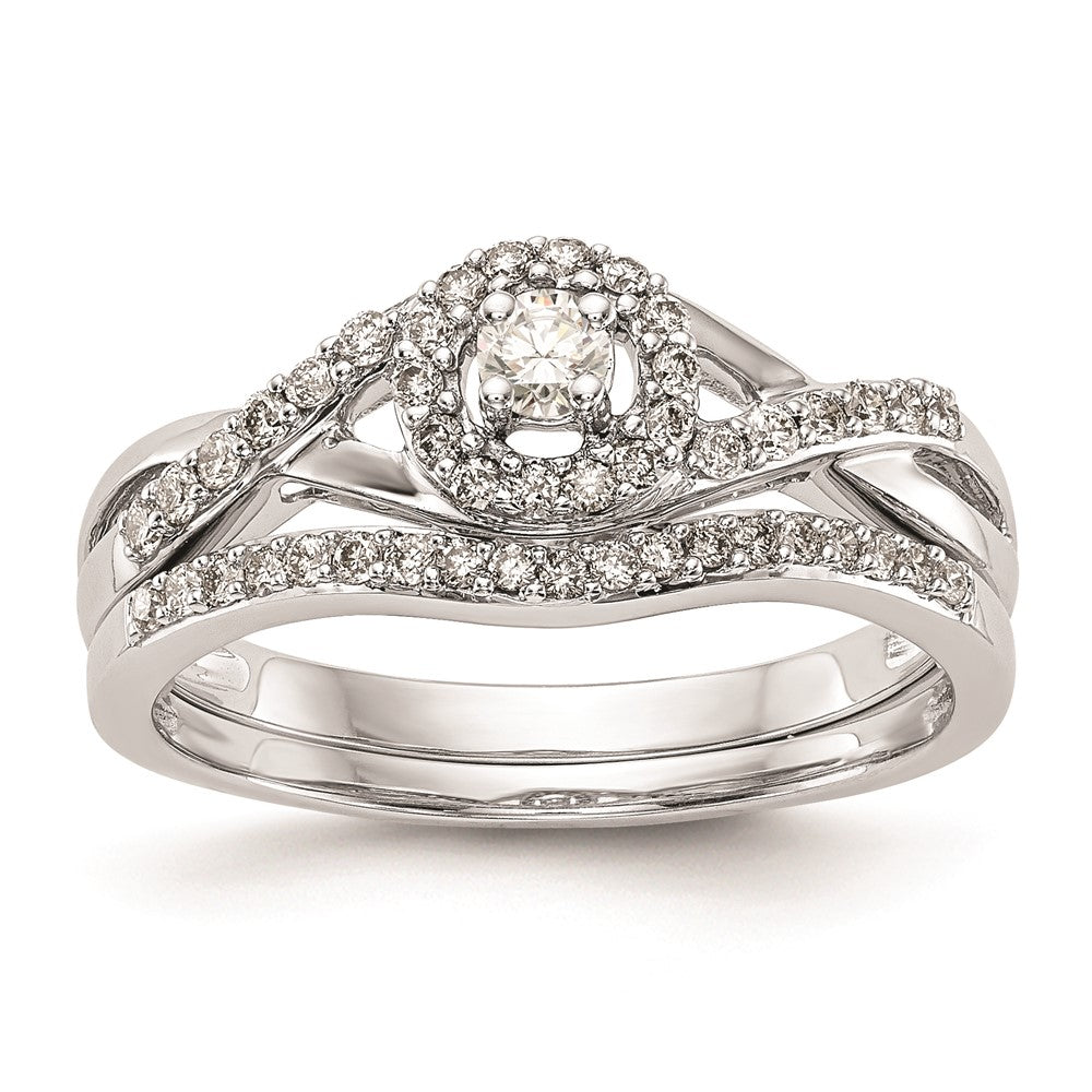 10K White Gold Halo (Holds 1/10 Carat (2.8mm) Round Center) 1/5 Diamond Semi Mount Engagement Ring