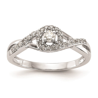 10K White Gold Halo (Holds 1/10 Carat (2.8mm) Round Center) 1/5 Diamond Semi Mount Engagement Ring