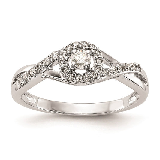 10K White Gold Halo (Holds 1/10 Carat (2.8mm) Round Center) 1/5 Diamond Semi Mount Engagement Ring