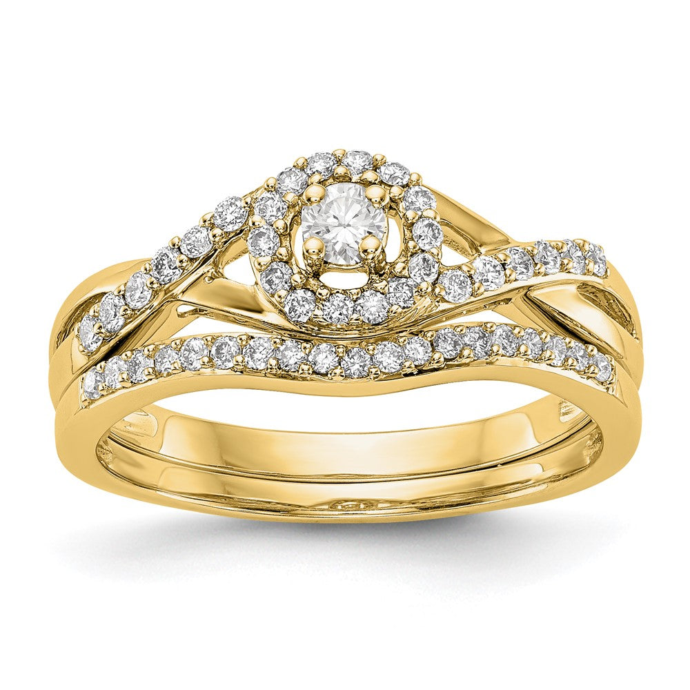 1/5 Ct. Natural Diamond Halo Infinity Bridal Engagement Ring Set in 10K Yellow Gold