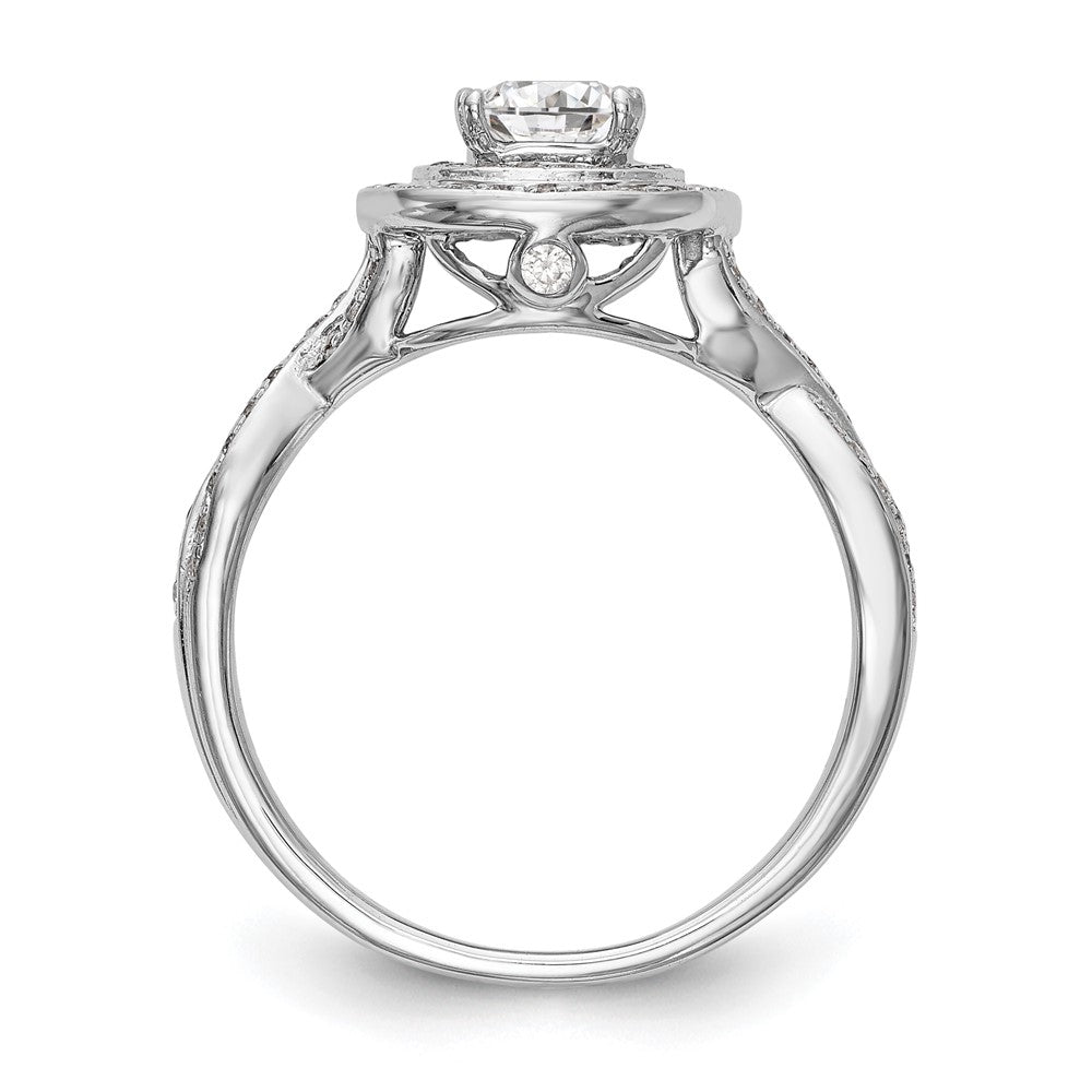 14K White Gold Cushion Simulated Diamond Halo Engagement Ring