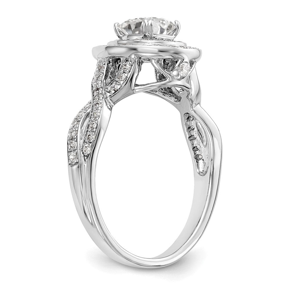 14K White Gold Cushion Simulated Diamond Halo Engagement Ring