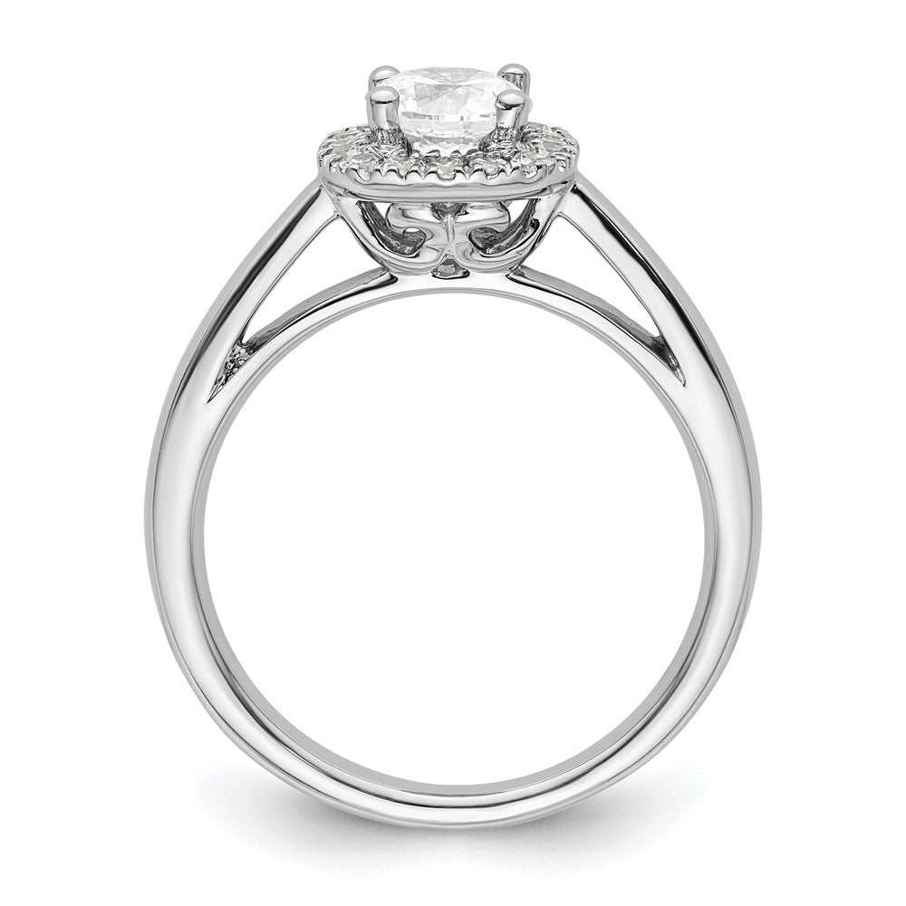 14K White Gold Princess Simulated Diamond Cushion Halo Engagement Ring