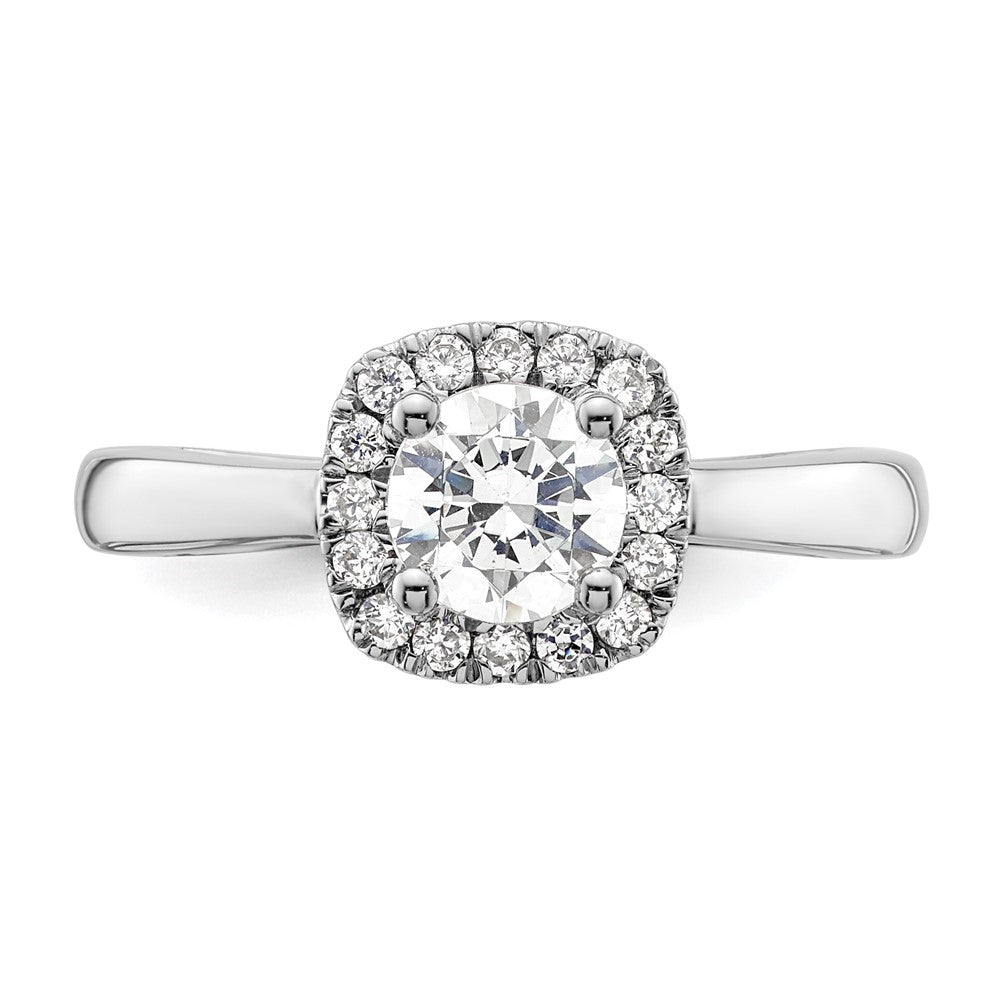 14K White Gold Princess Simulated Diamond Cushion Halo Engagement Ring