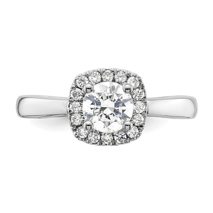 14K White Gold Princess Simulated Diamond Cushion Halo Engagement Ring