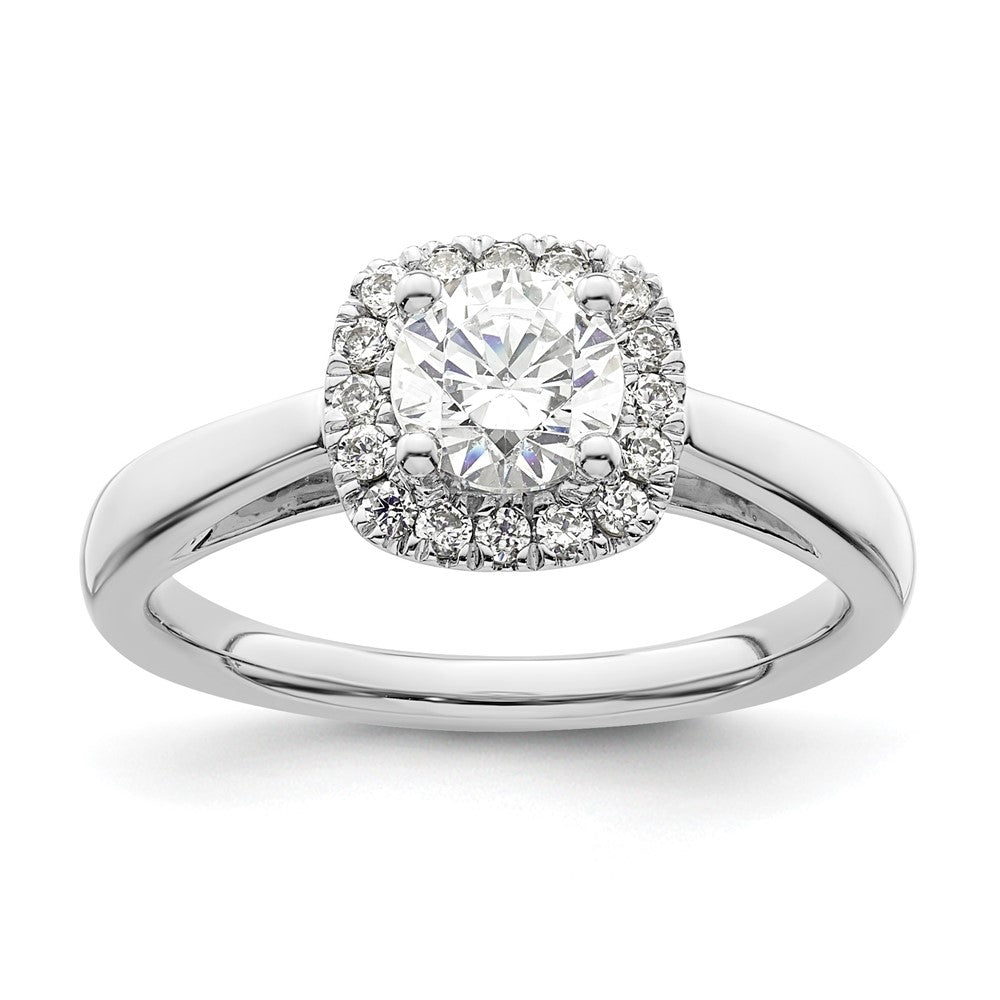 14K White Gold Princess Simulated Diamond Cushion Halo Engagement Ring
