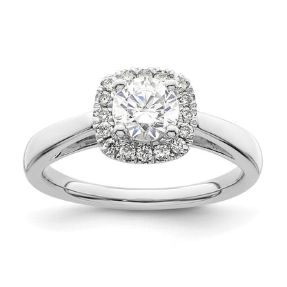 14K White Gold Princess Simulated Diamond Cushion Halo Engagement Ring