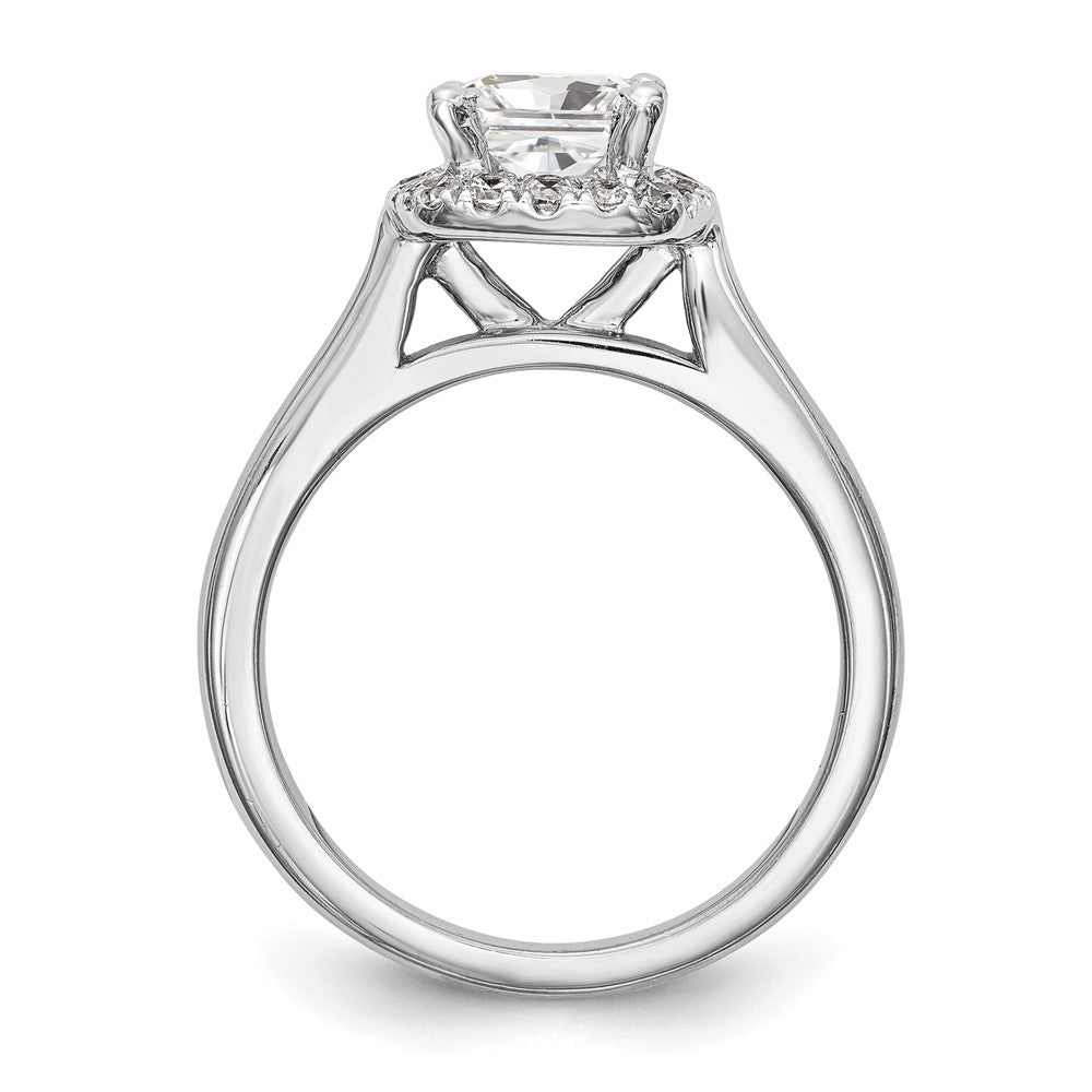 14K White Gold Princess Simulated Diamond Cushion Halo Engagement Ring