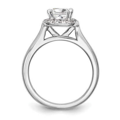 14K White Gold Princess Simulated Diamond Cushion Halo Engagement Ring