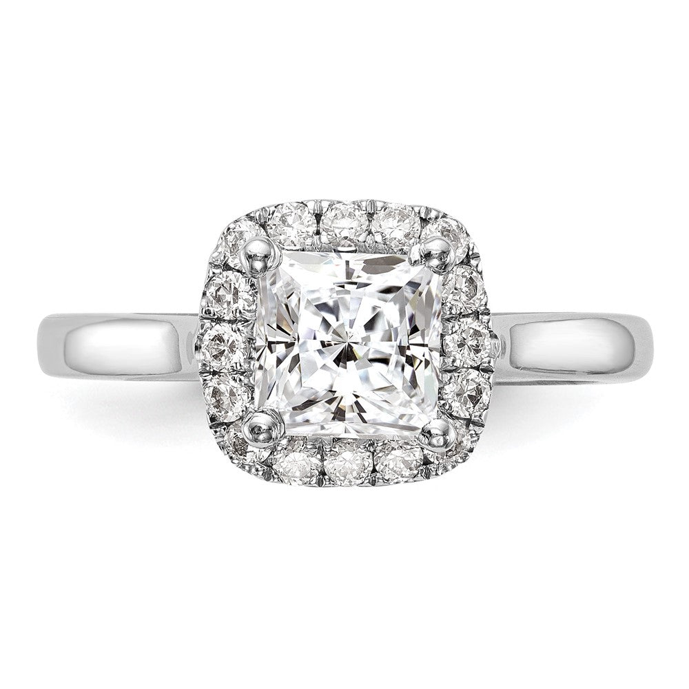 Platinum Princess Diamond Semi Mount Cushion Halo Engagement Ring