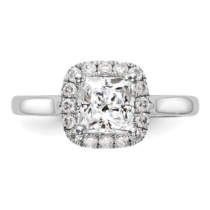 Platinum Princess Diamond Semi Mount Cushion Halo Engagement Ring