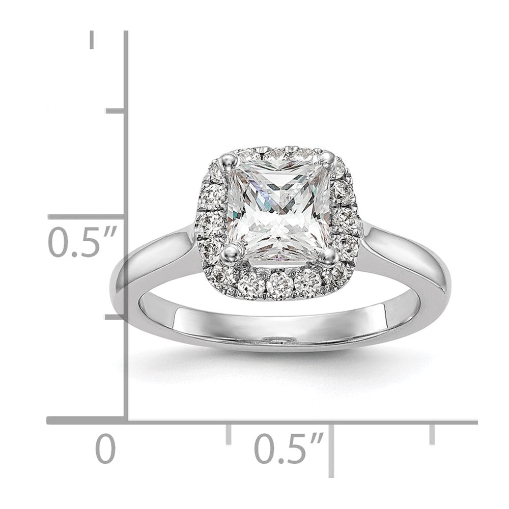 Platinum Princess Diamond Semi Mount Cushion Halo Engagement Ring