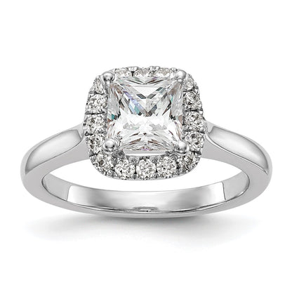 Platinum Princess Diamond Semi Mount Cushion Halo Engagement Ring