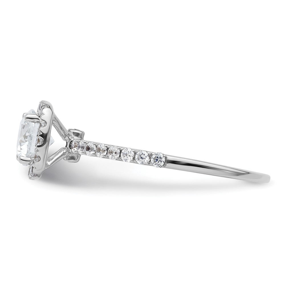 14K White Gold Round Simulated Diamond Cushion Halo Engagement Ring
