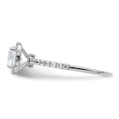 14K White Gold Round Simulated Diamond Cushion Halo Engagement Ring