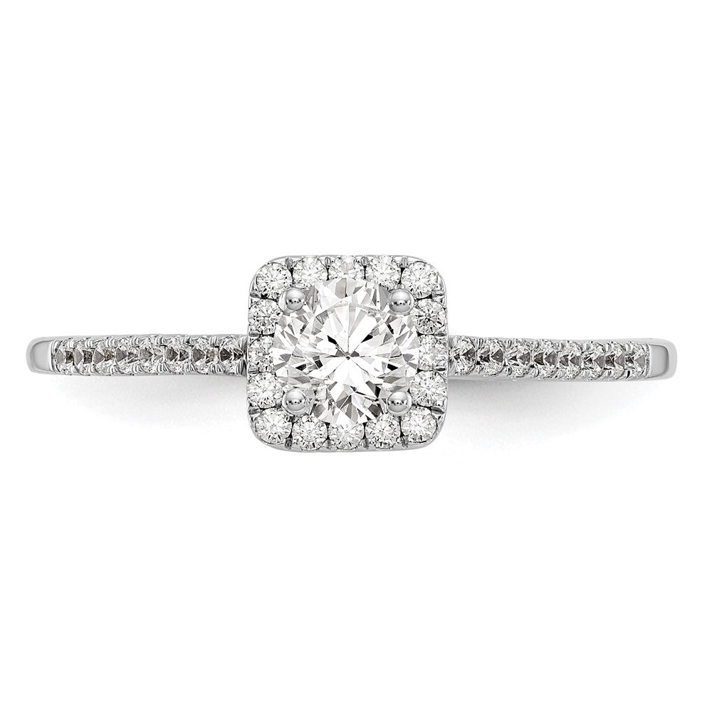 14K White Gold Halo Plus (Holds 1/3 Carat (4.5mm) Round Center) 1/5 Diamond Semi Mount Engagement Ring