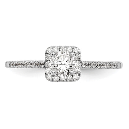 14K White Gold Halo Plus (Holds 1/3 Carat (4.5mm) Round Center) 1/5 Diamond Semi Mount Engagement Ring