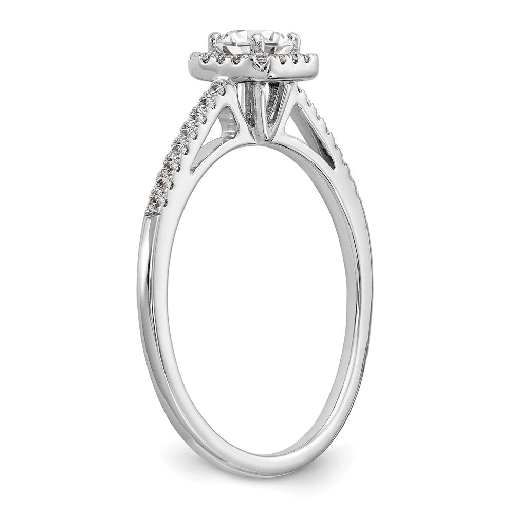 14K White Gold Halo Plus (Holds 1/3 Carat (4.5mm) Round Center) 1/5 Diamond Semi Mount Engagement Ring