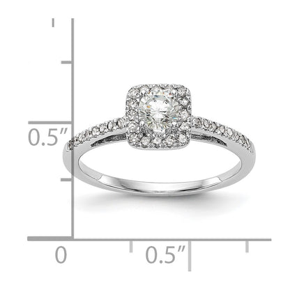 14K White Gold Halo Plus (Holds 1/3 Carat (4.5mm) Round Center) 1/5 Diamond Semi Mount Engagement Ring