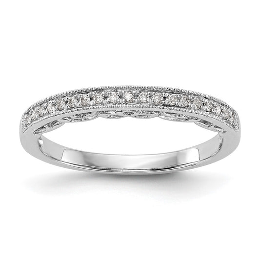 0.11ct. CZ Solid Real 14K White Gold Round Wedding Wedding Band Ring