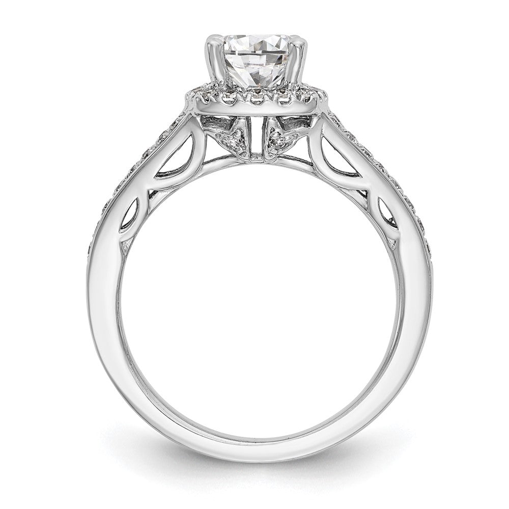 14kw Round Simulated Diamond Cushion Halo Engagement Ring