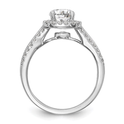 14K White Gold Simulated Diamond Cushion Halo Engagement Ring