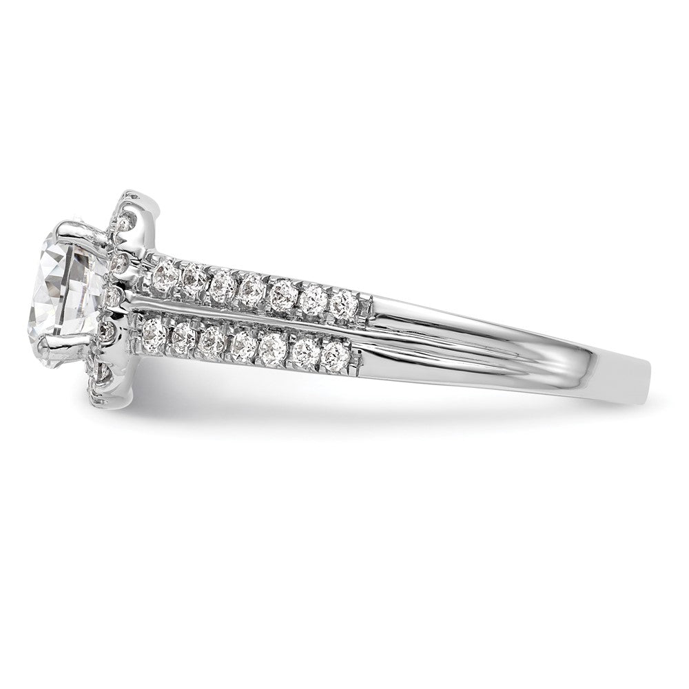 14K White Gold Simulated Diamond Cushion Halo Engagement Ring