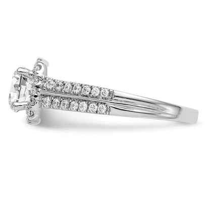 14K White Gold Simulated Diamond Cushion Halo Engagement Ring