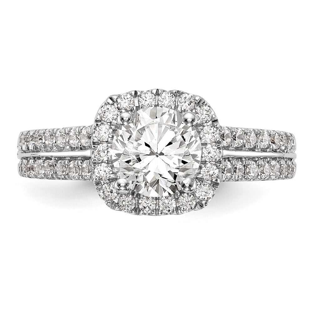 14K White Gold Simulated Diamond Cushion Halo Engagement Ring