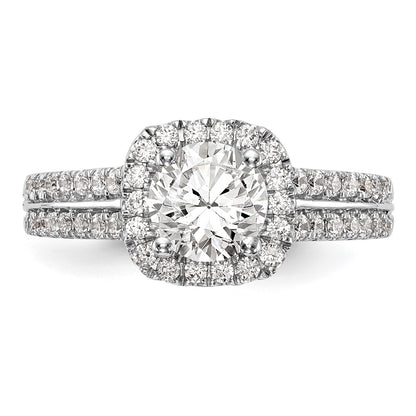 14K White Gold Simulated Diamond Cushion Halo Engagement Ring