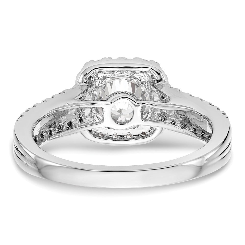14K White Gold Simulated Diamond Cushion Halo Engagement Ring
