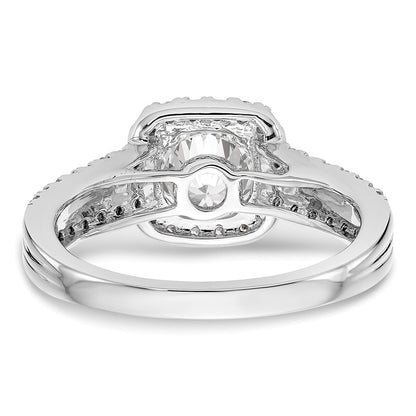 14K White Gold Simulated Diamond Cushion Halo Engagement Ring